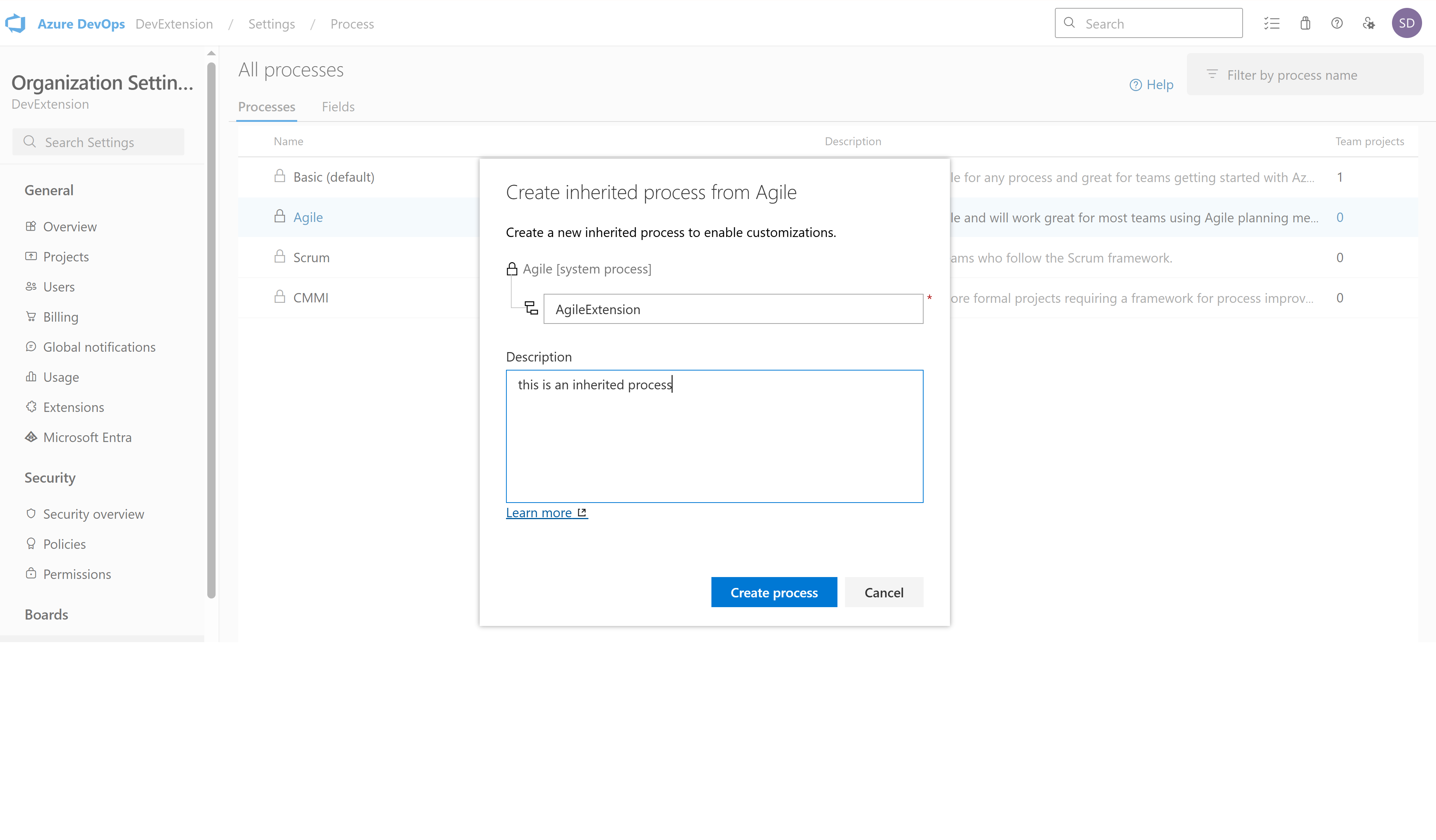 New Inherited Process