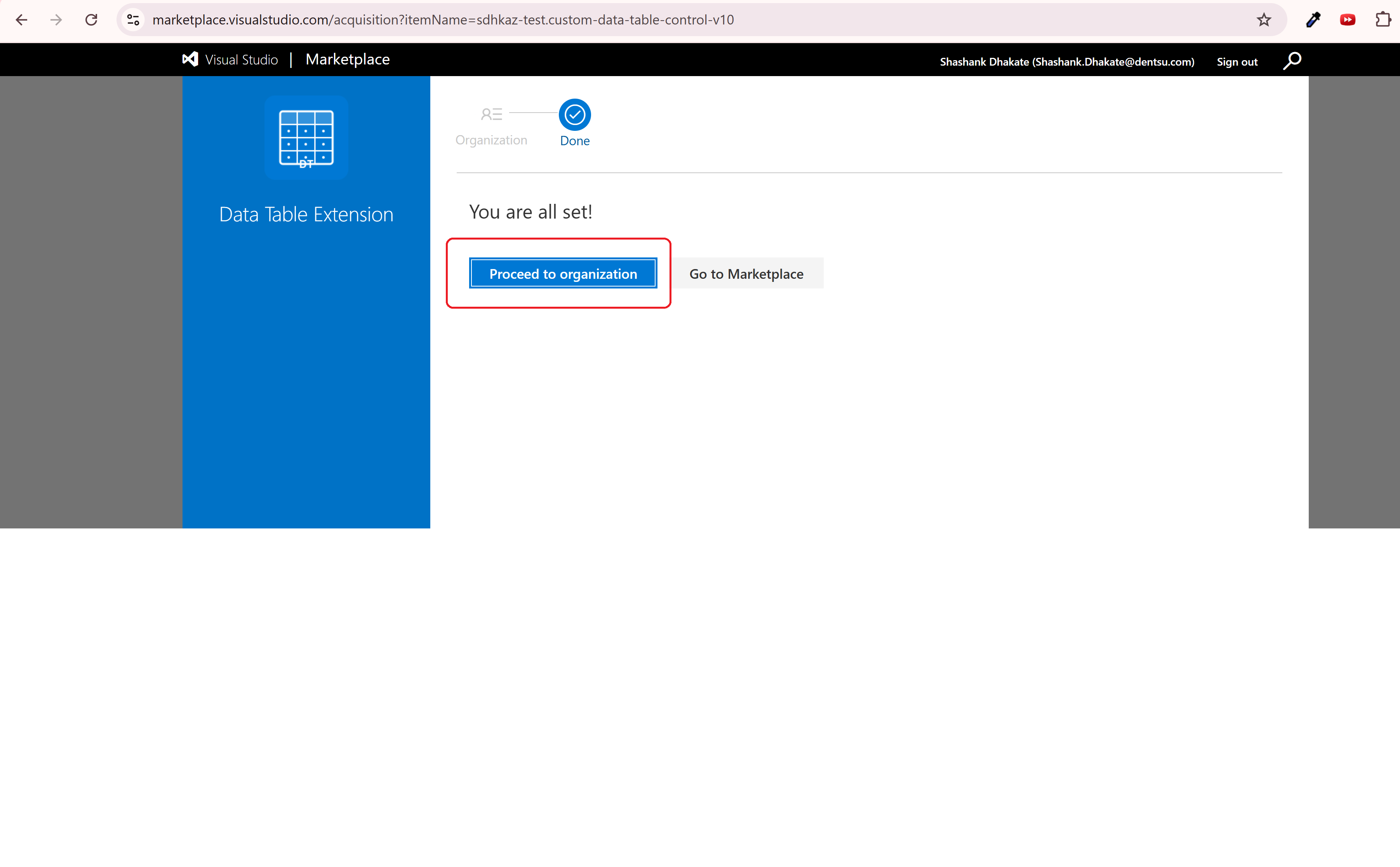 Proceed to Organization